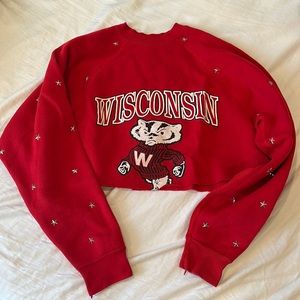 Vintage Cropped and Studded Wisconsin / College Apparel